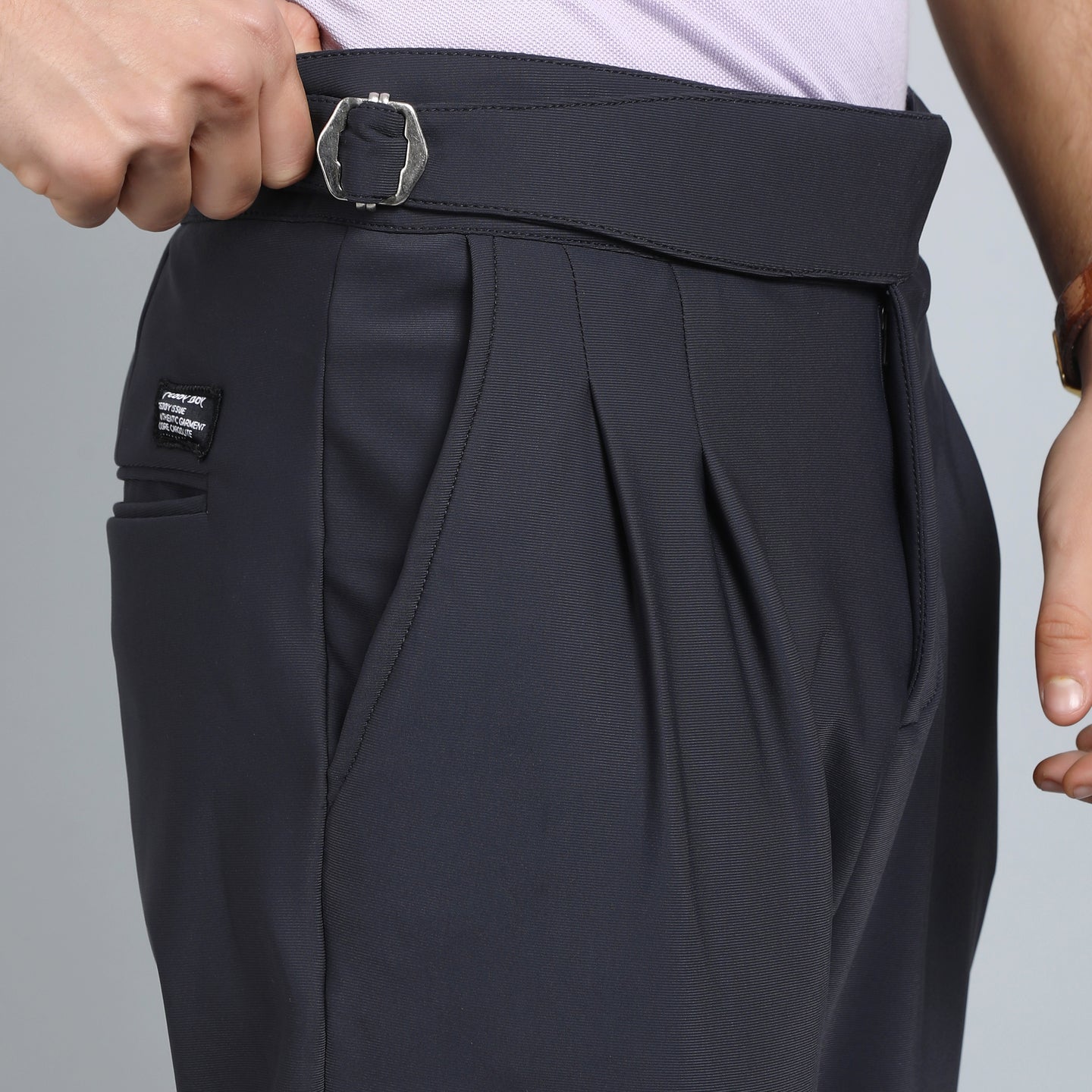 OYSTER BLACK GREY SLIM FIT GURKHA TROUSERS 4797-4